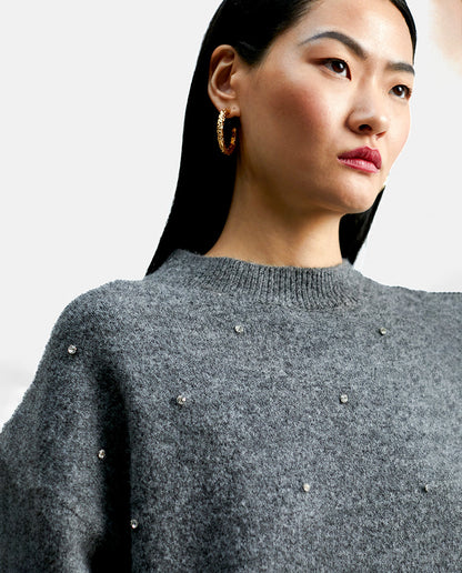 Sweater with crystal details