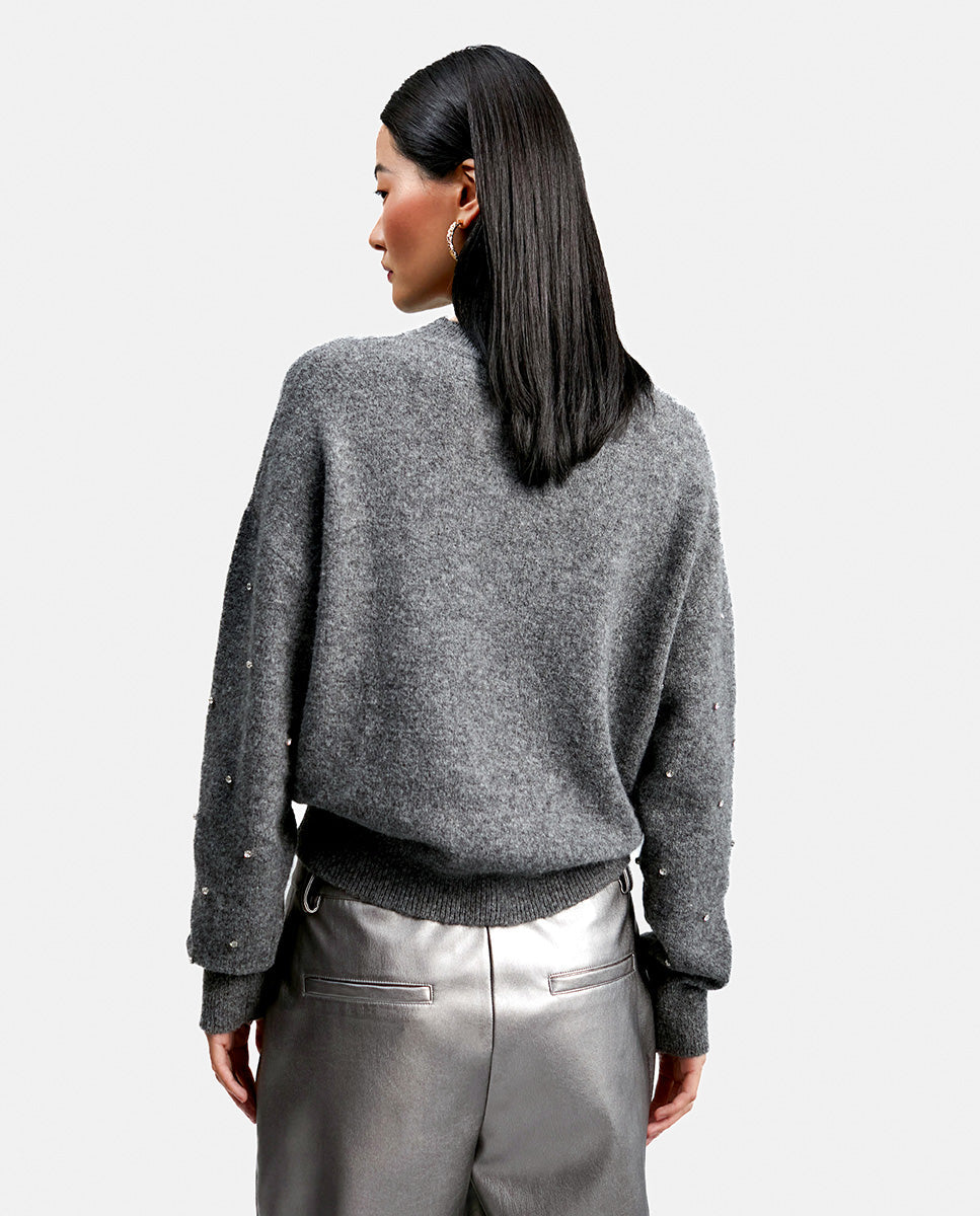Sweater with crystal details