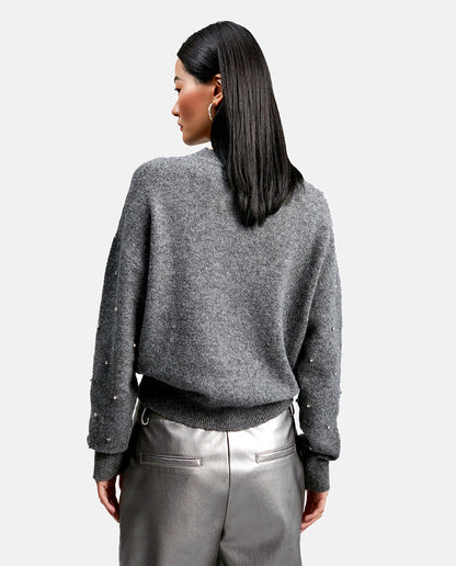 Sweater with crystal details