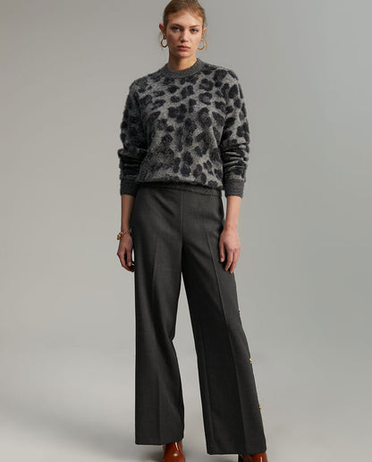 Embellished animal print sweater