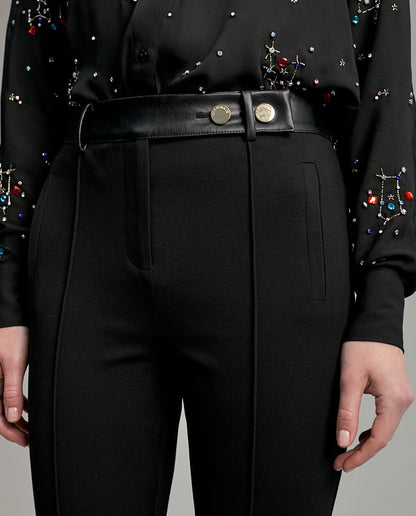 Faux leather detail trousers