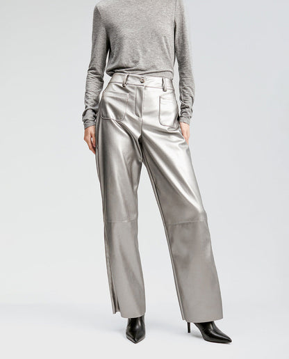 Faux leather trousers