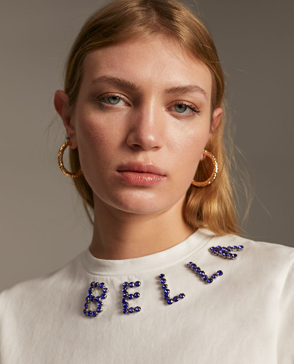 T-shirt with rhinestone detail