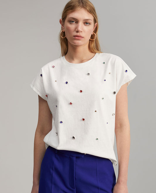 T-shirt with rhinestone detail