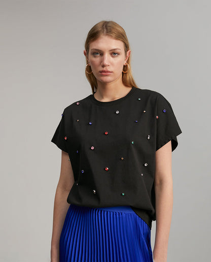 T-shirt with rhinestone detail