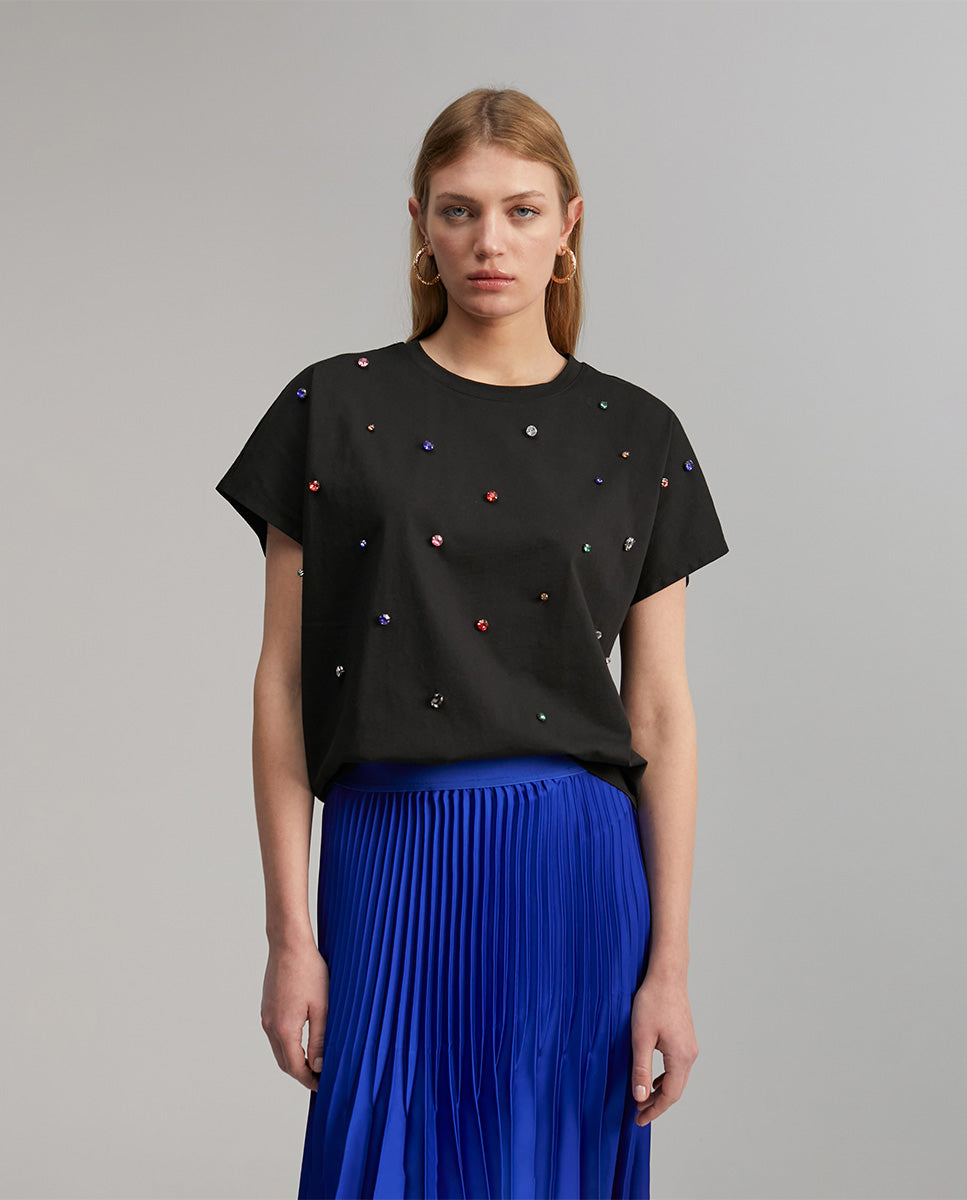 T-shirt with rhinestone detail