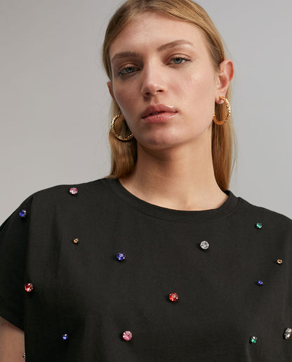 T-shirt with rhinestone detail
