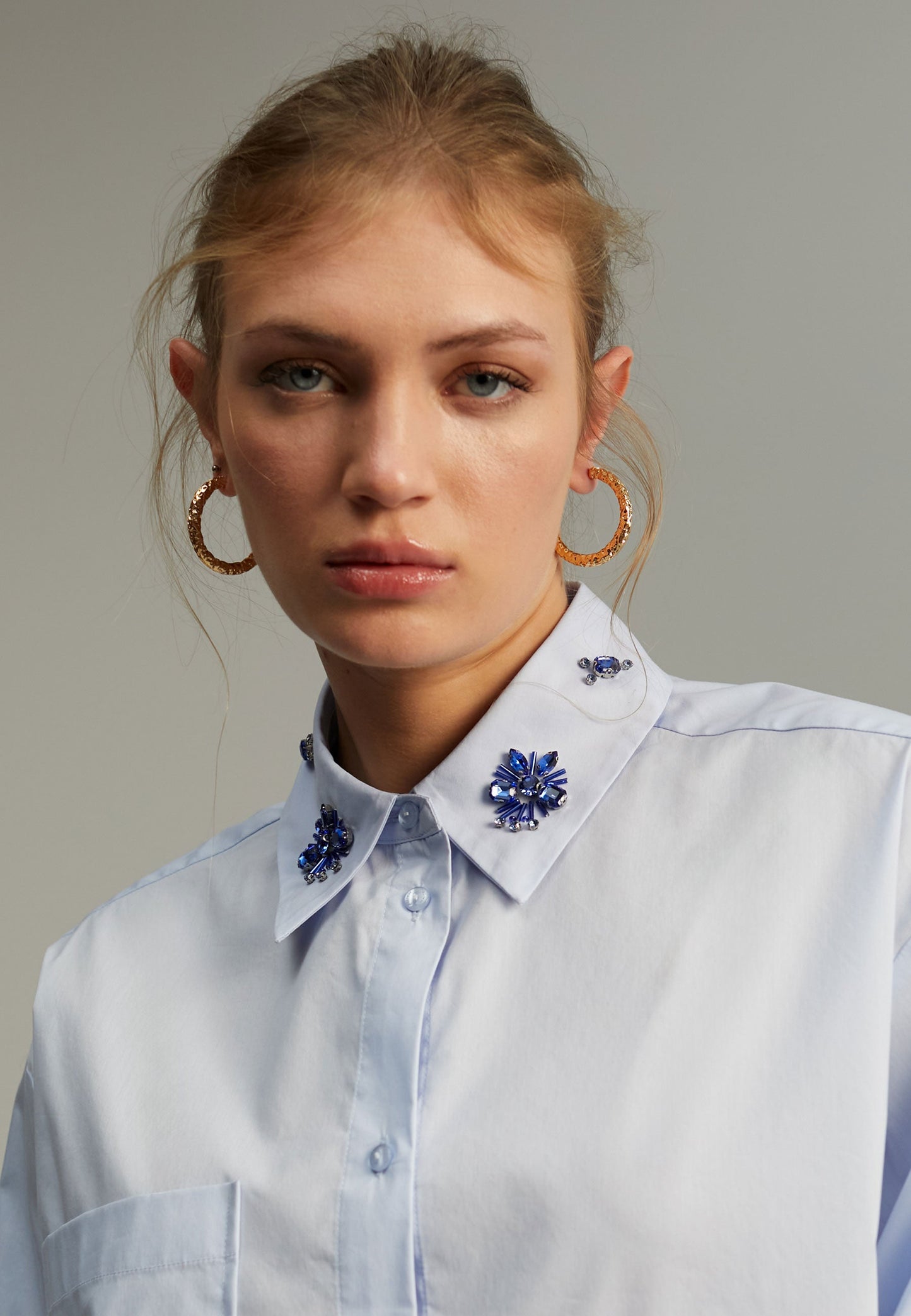 Shirt with rhinestone detail