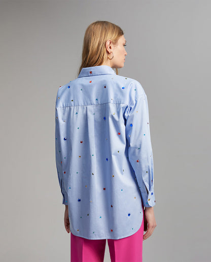 Shirt with rhinestone detail