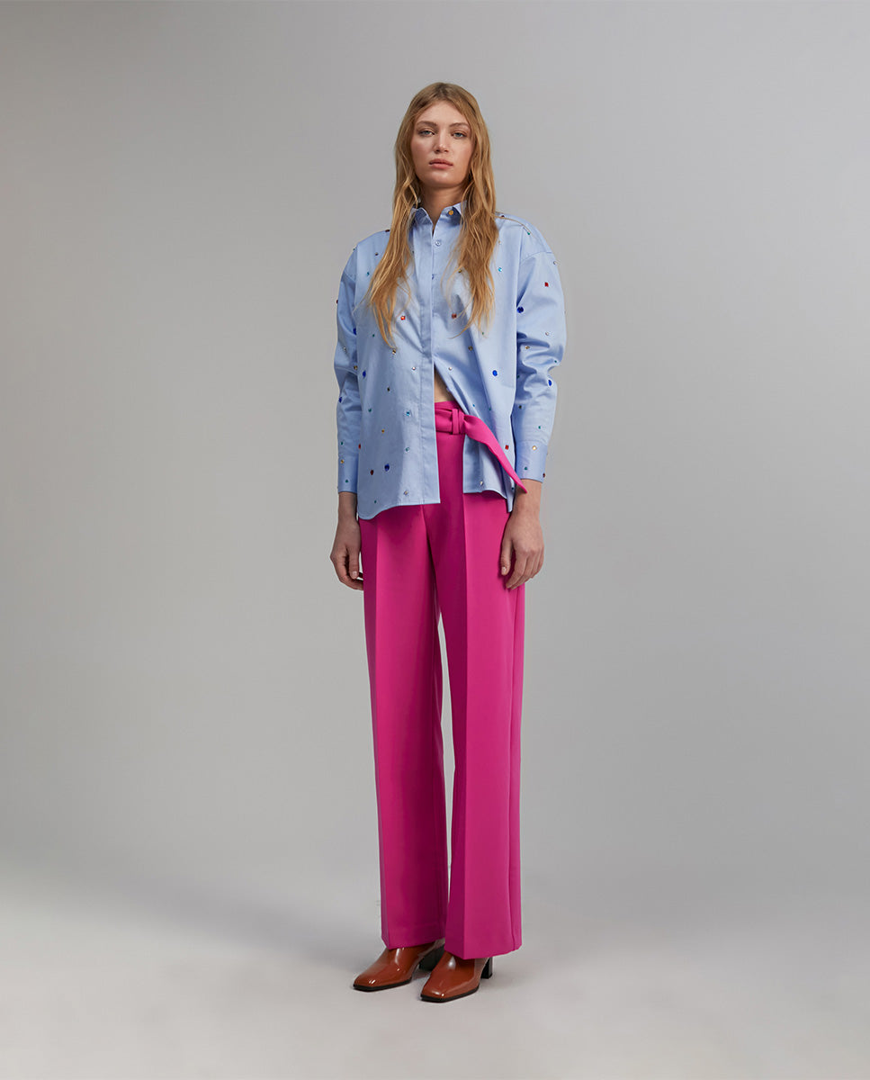 Shirt with rhinestone detail