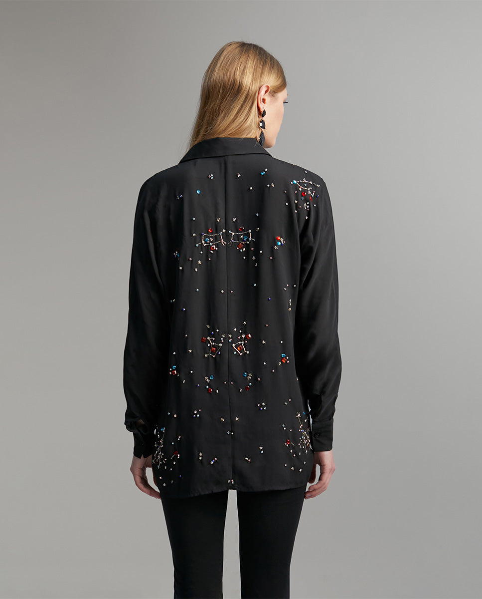 Shirt with rhinestone detail