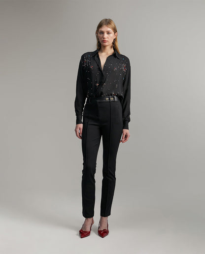 Shirt with rhinestone detail