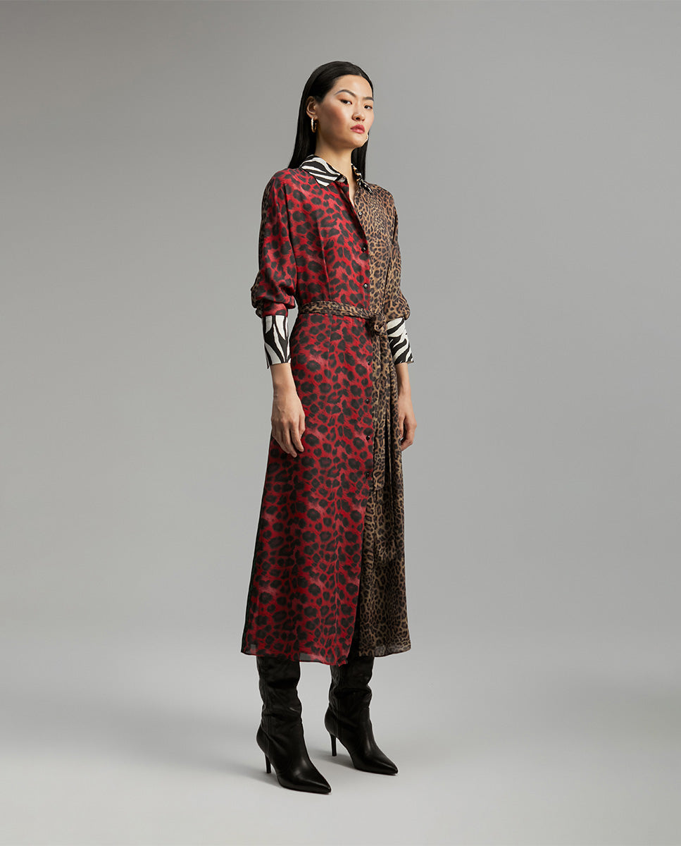 Contrast animal print dress