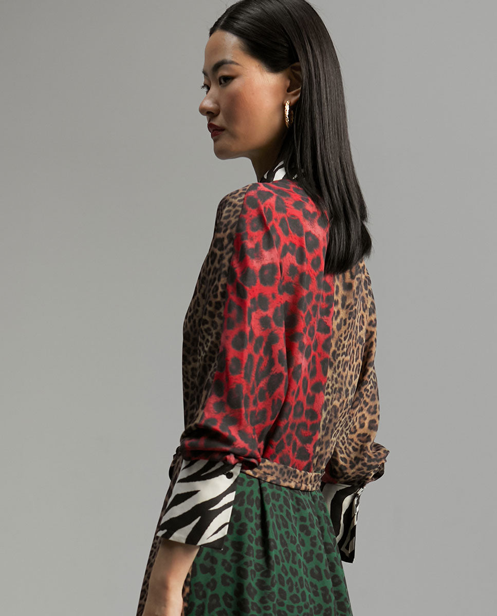 Contrast animal print dress