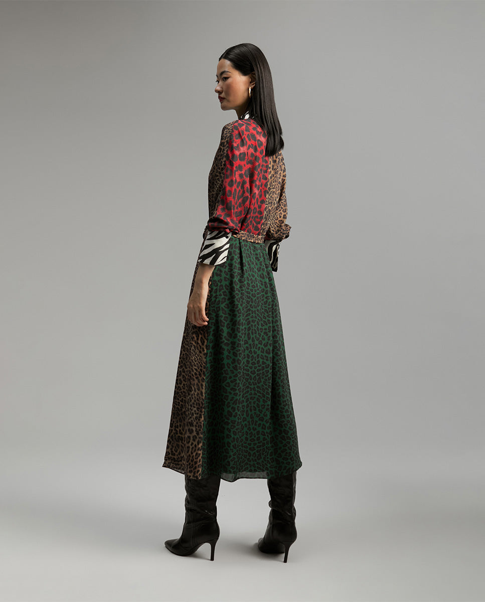 Contrast animal print dress