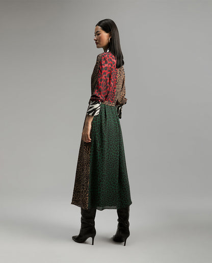 Contrast animal print dress