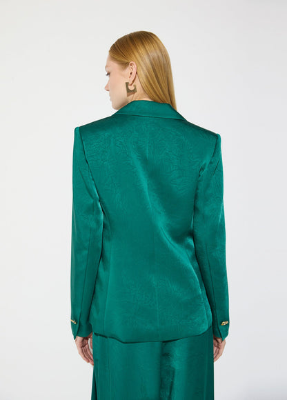mf2602012-Satin crinkle blazer-Dark Green
