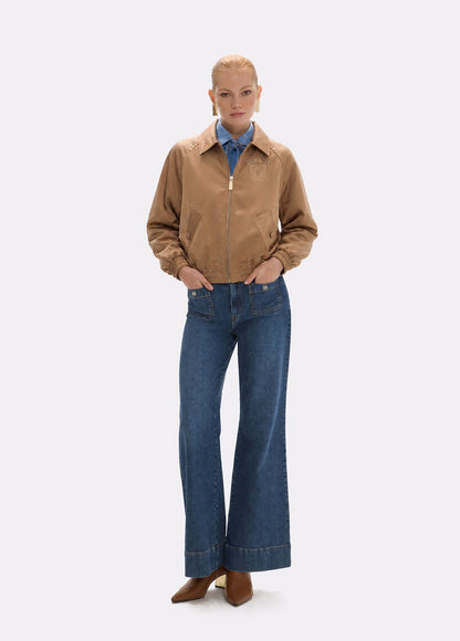 mf2602020-Satin bomber jacket with detachable fur-Beige