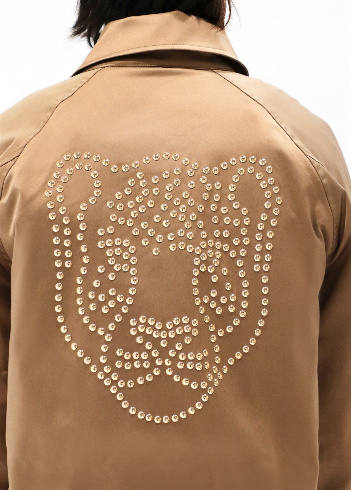 mf2602020-Satin bomber jacket with detachable fur-Beige