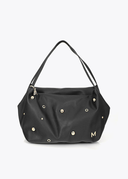 mf2604016-Multi-studded leather effect shopper-Black