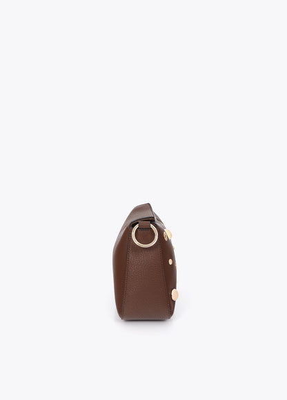 mf2604017-Multi-studded faux leather shoulder bag-Brown