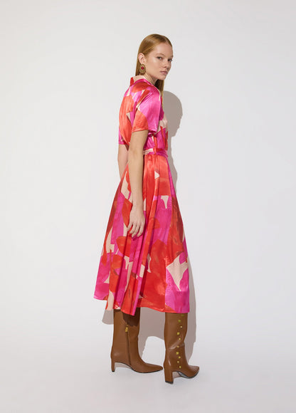 mf2616015-Floral print shirt dress-Ecru-Multicolor