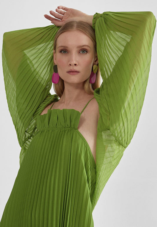 MS2402001-Lime-Pleated bolero