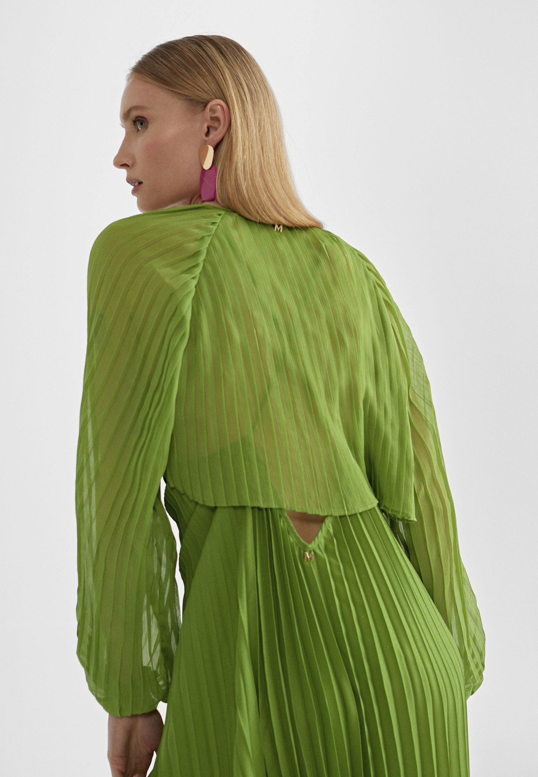 MS2402001-Lime-Pleated bolero