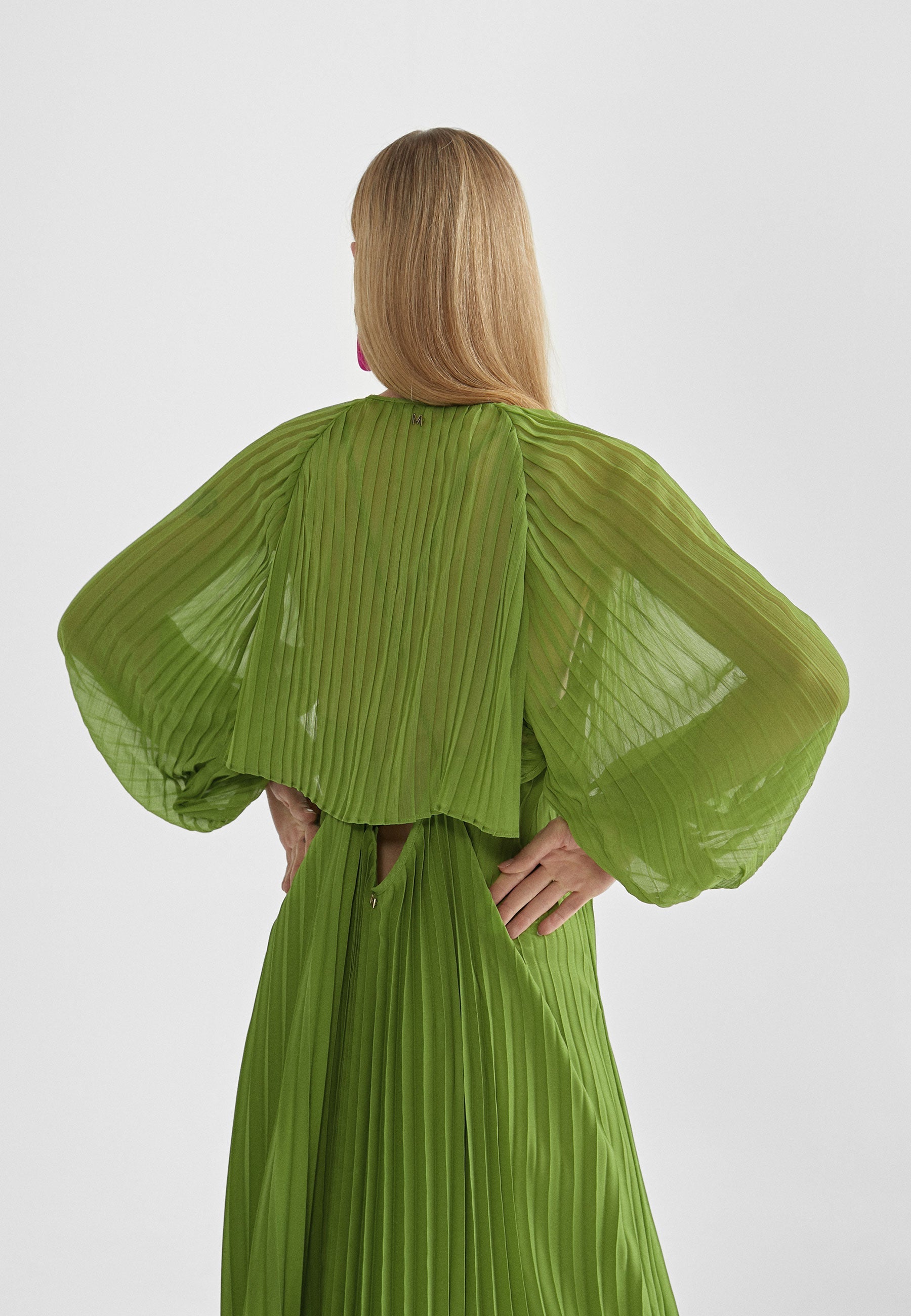MS2402001-Lime-Pleated bolero