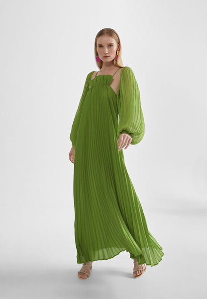 MS2402001-Lime-Pleated bolero