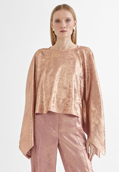 MS2402003-Pink-Short lurex cape