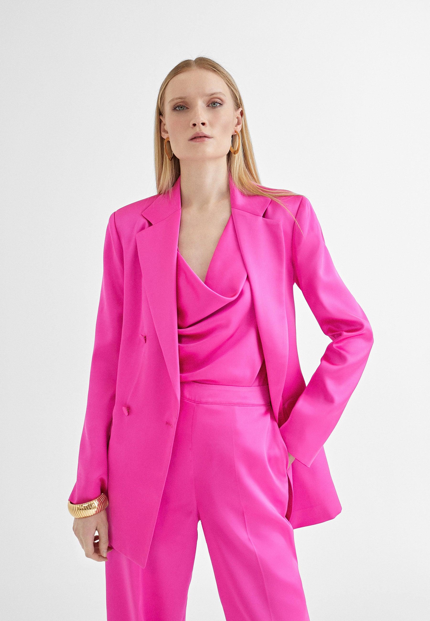 MS2402004-Fuchsia-Satin crossover blazer