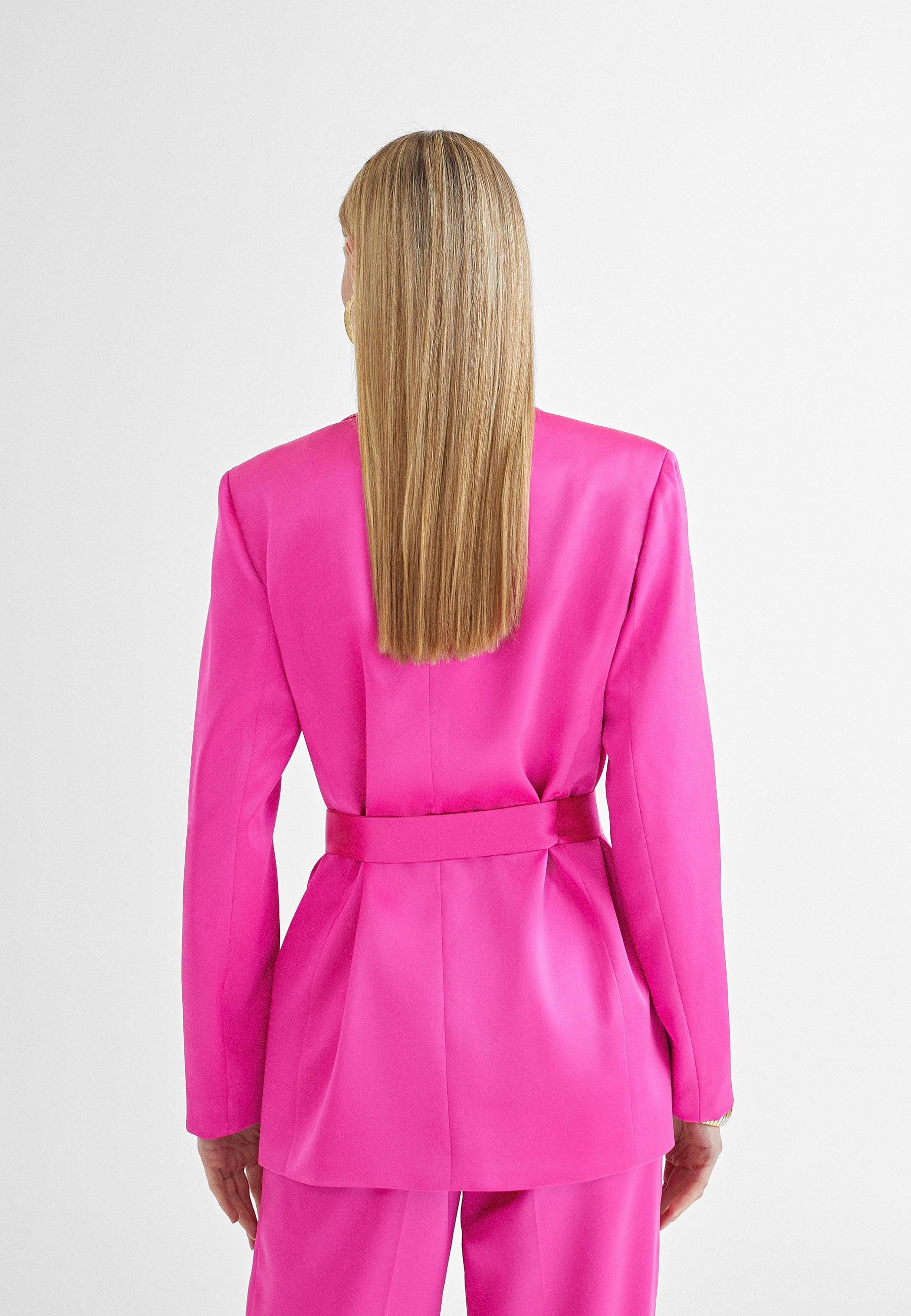 MS2402004-Fuchsia-Satin crossover blazer