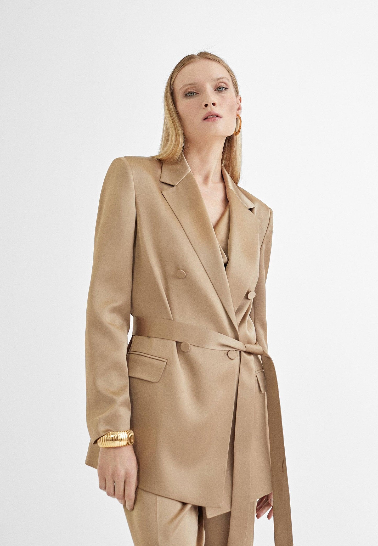 MS2402004-Beige-Satin crossover blazer