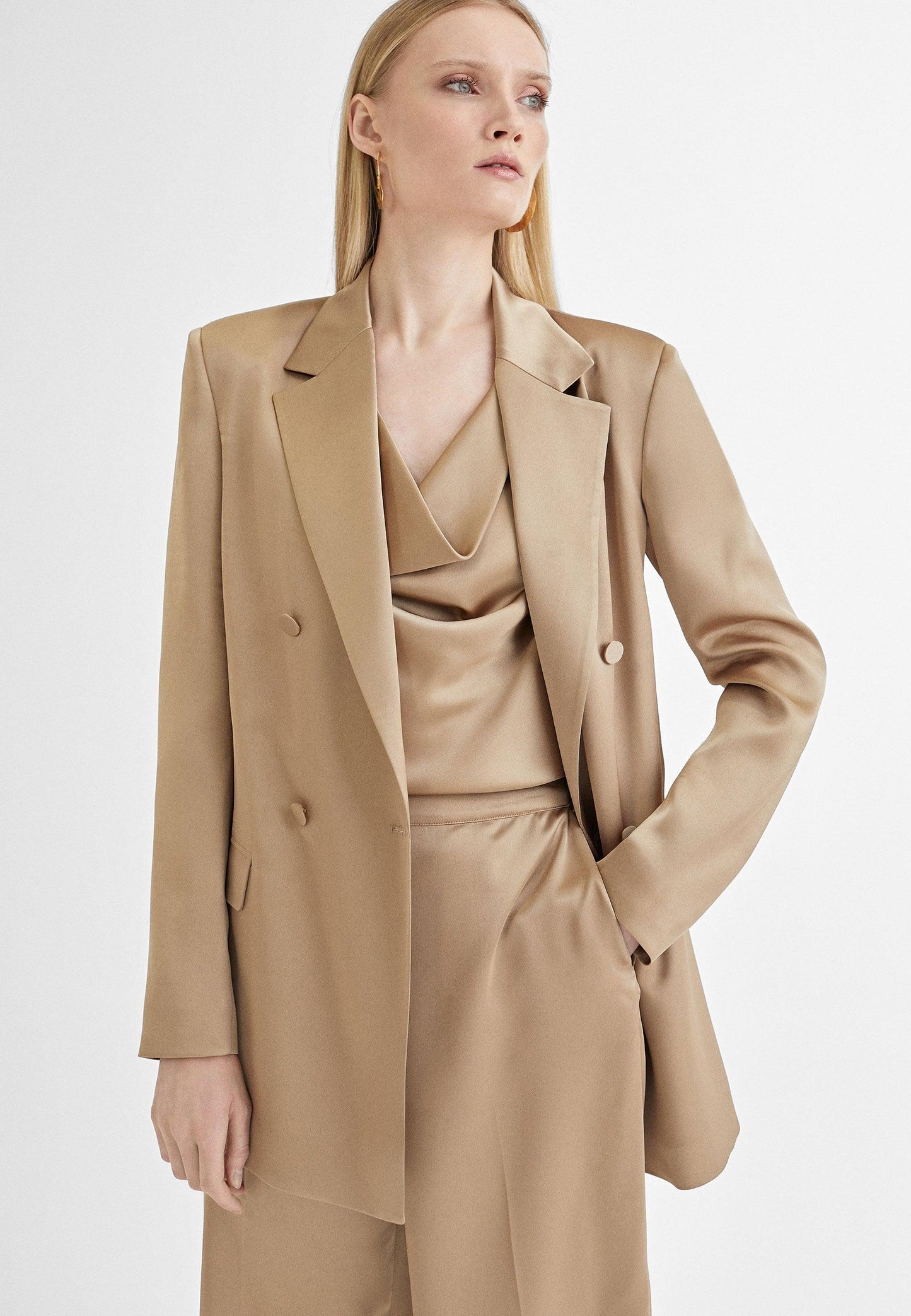 MS2402004-Beige-Satin crossover blazer