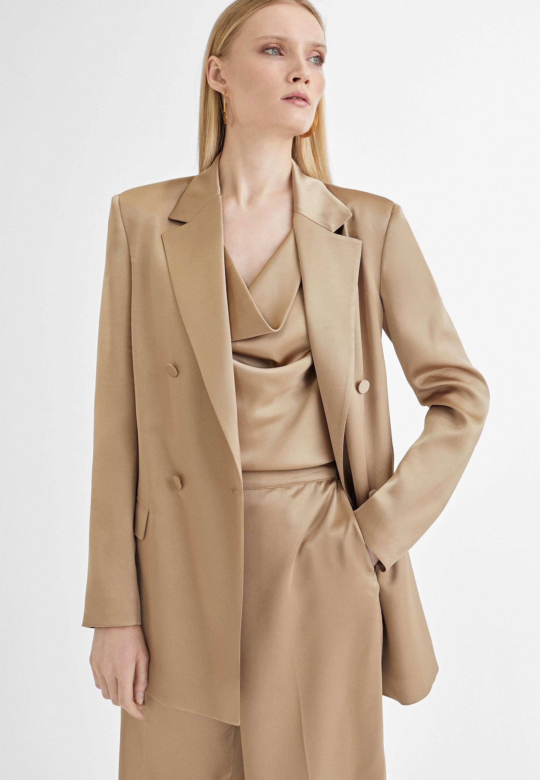 MS2402004-Beige-Satin crossover blazer