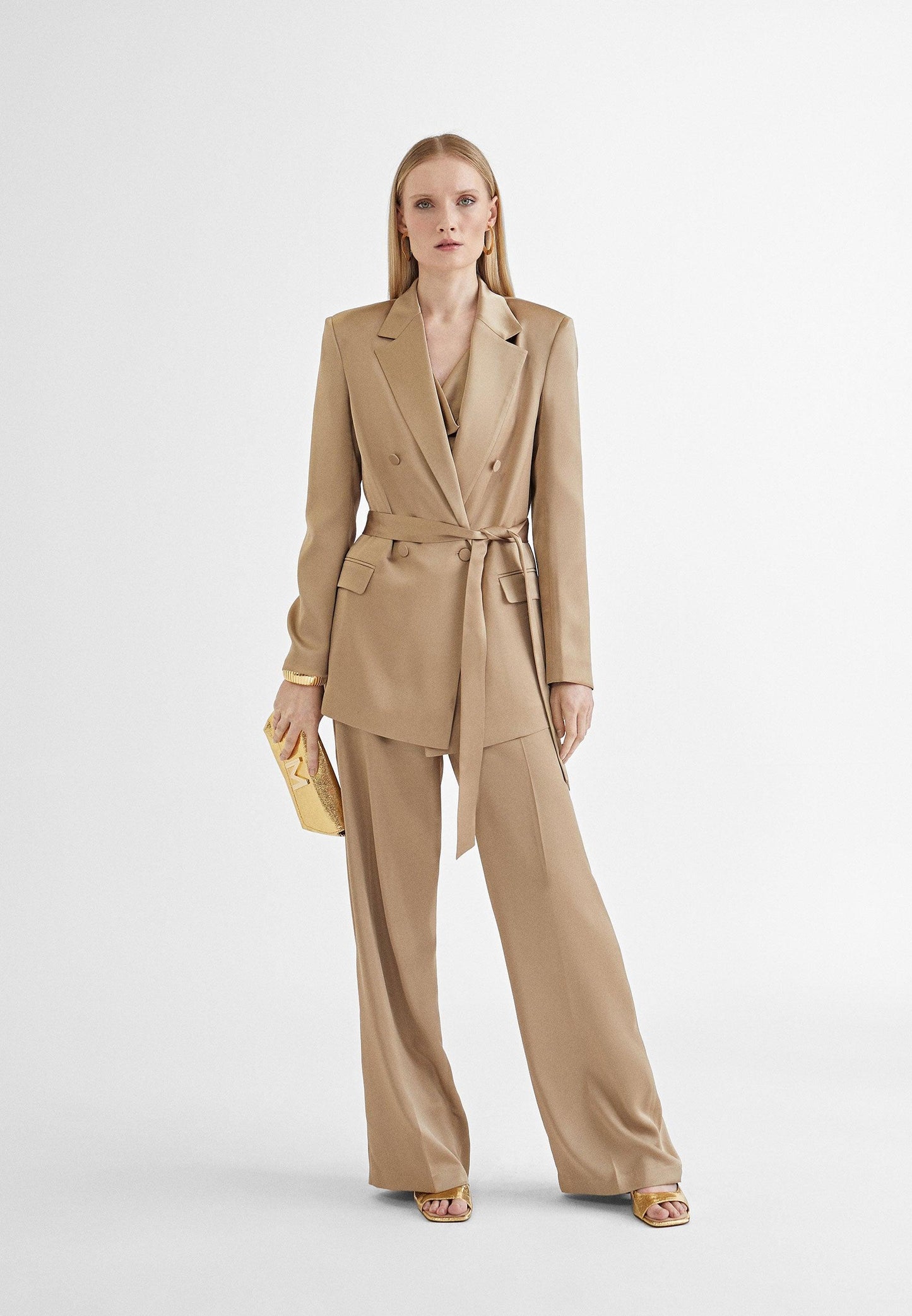 MS2402004-Beige-Satin crossover blazer