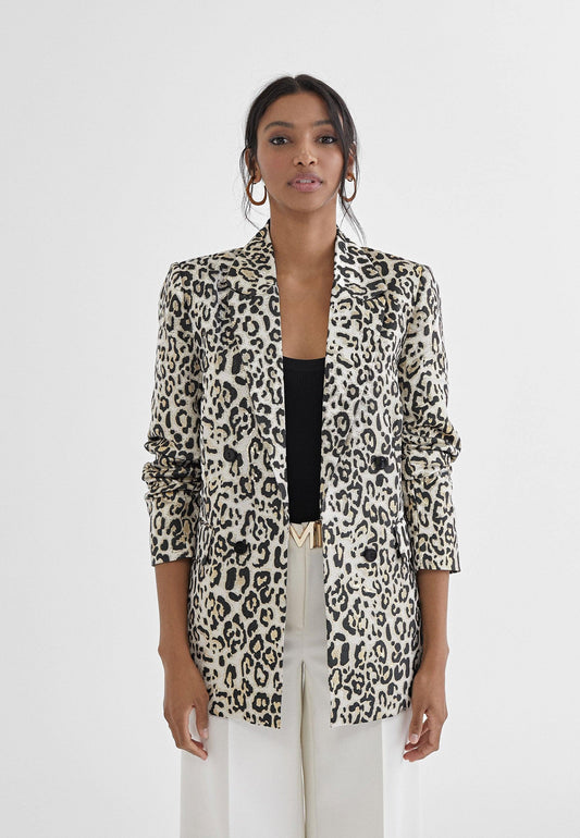 MS2402007-Black-White-Golden animal print blazer