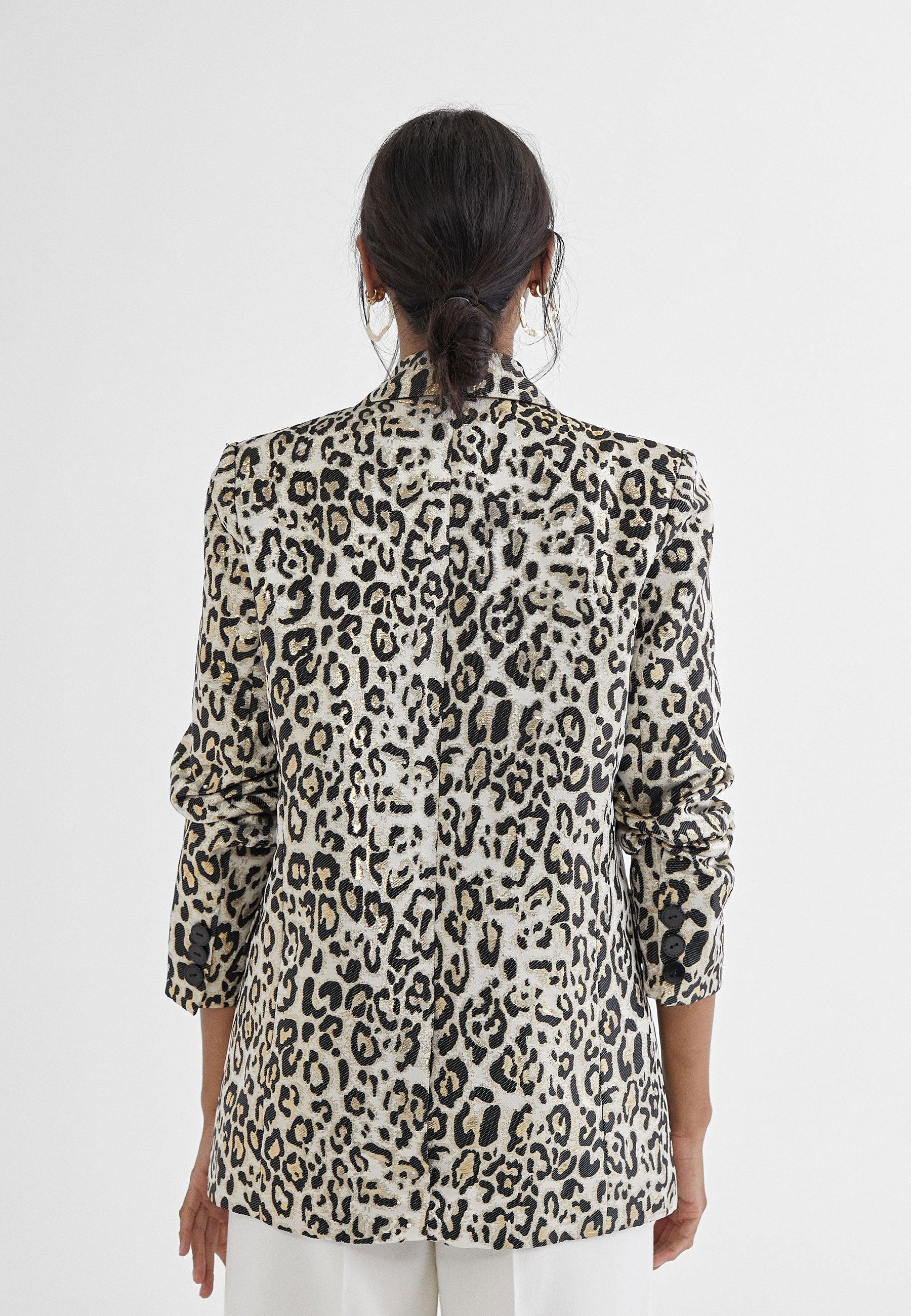 MS2402007-Black-White-Golden animal print blazer