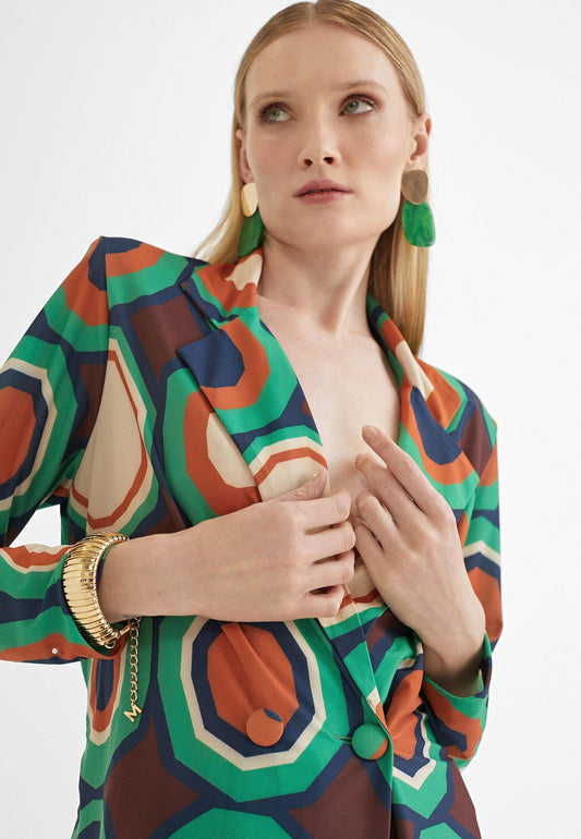 MS2402011-Green-Orange-Retro print blazer