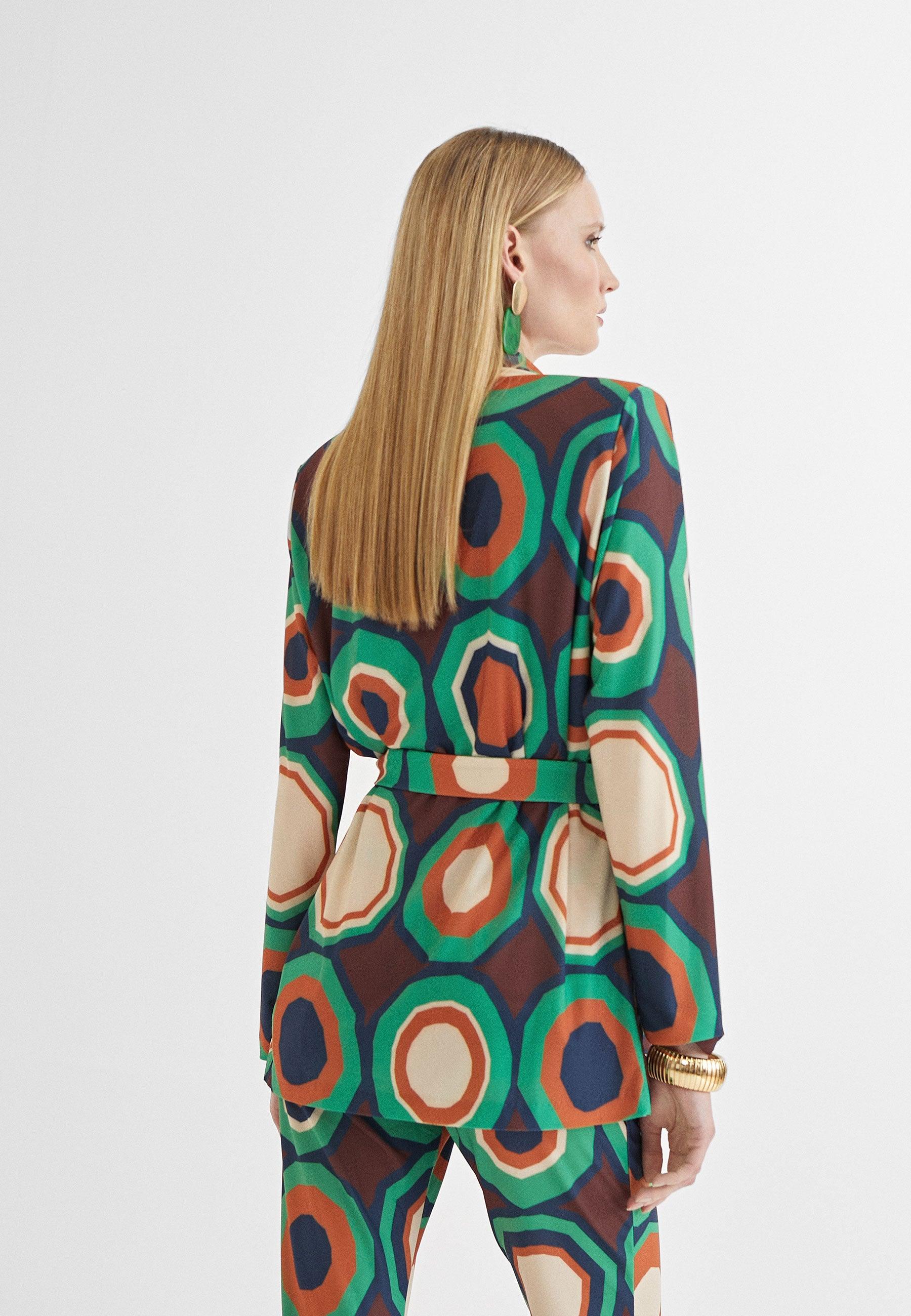 MS2402011-Green-Orange-Retro print blazer