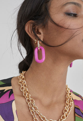 MS2403001-Fuchsia-Two-piece earrings