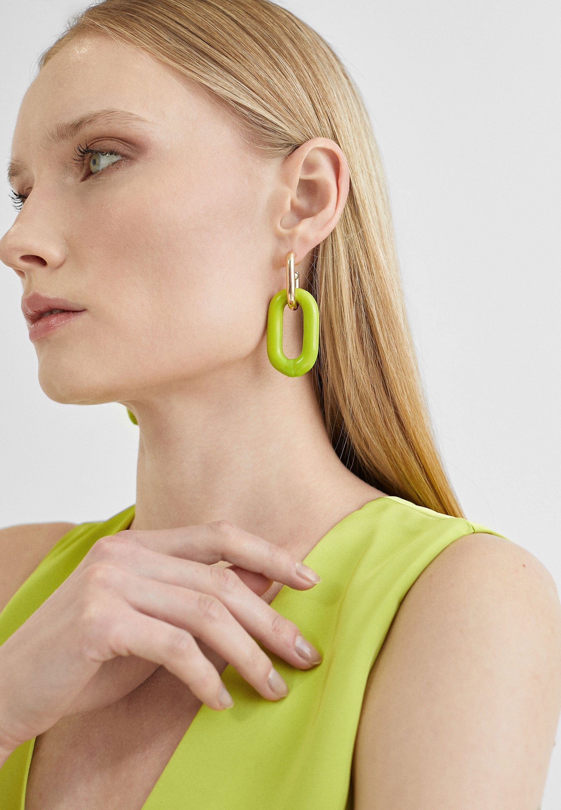 MS2403001-Lime-Two-piece earrings