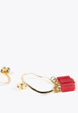 MS2403004-Coral-Natural stone hoop earrings