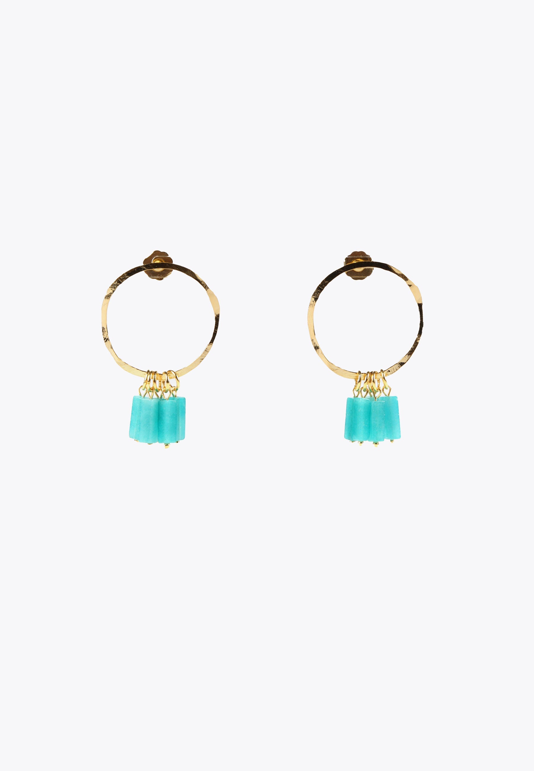 MS2403004-Turquoise-Natural stone hoop earrings