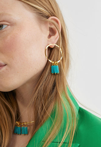 MS2403004-Turquoise-Natural stone hoop earrings