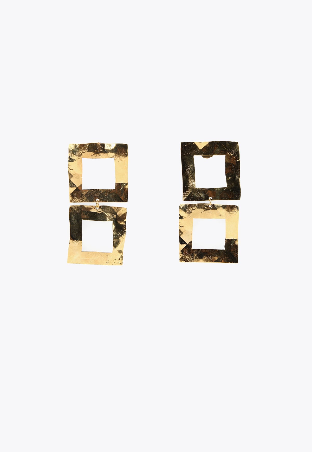 MS2403005-Gold-Golden double square earrings