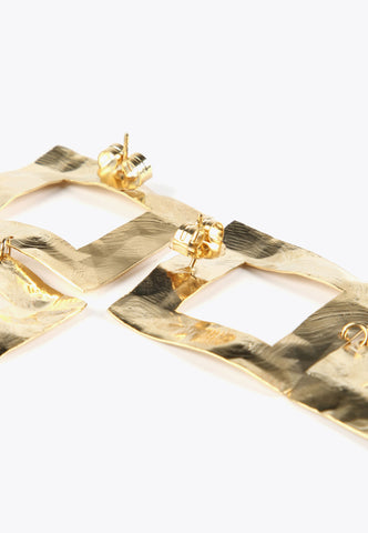 MS2403005-Gold-Golden double square earrings