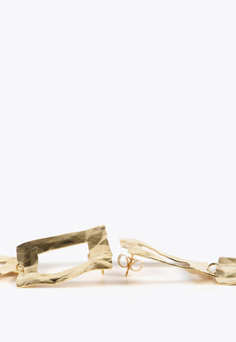 MS2403005-Gold-Golden double square earrings