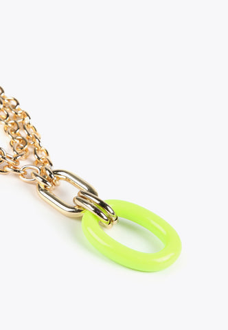 MS2403012-Lime-Double-chain and pendant necklace